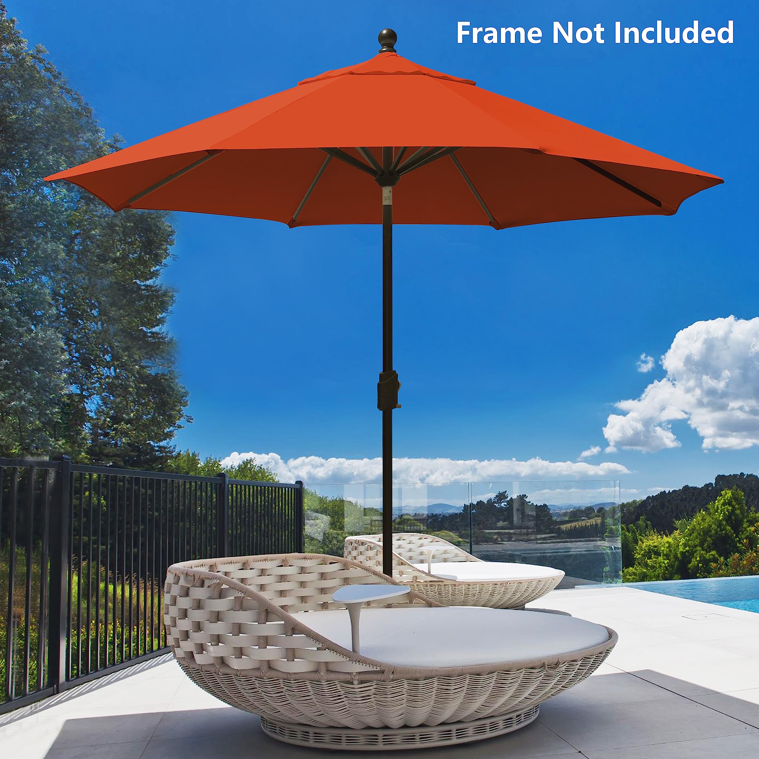 EliteShade USA 9FT Patio Umbrella Replacement Covers 8 Ribs Market Umbrella Canopy Cover (CANOPY ONLY) (Rust)