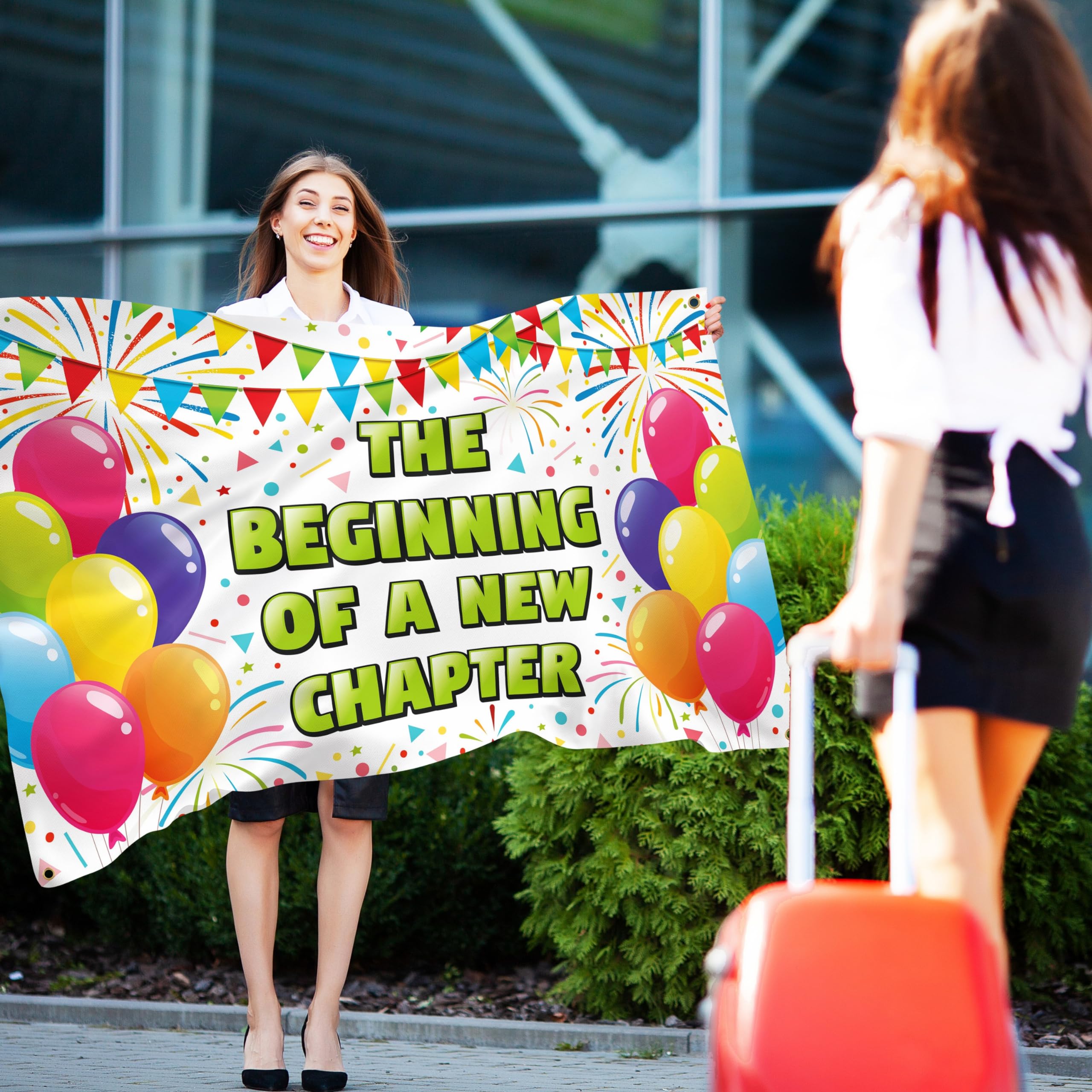 The Beginning of a New Chapter Banner - We Will Miss You Banner – Congratulations Banner – Happy Retirement Banner - Farewell Banner - Graduation Banner - 5ft x 3ft (White & Green)