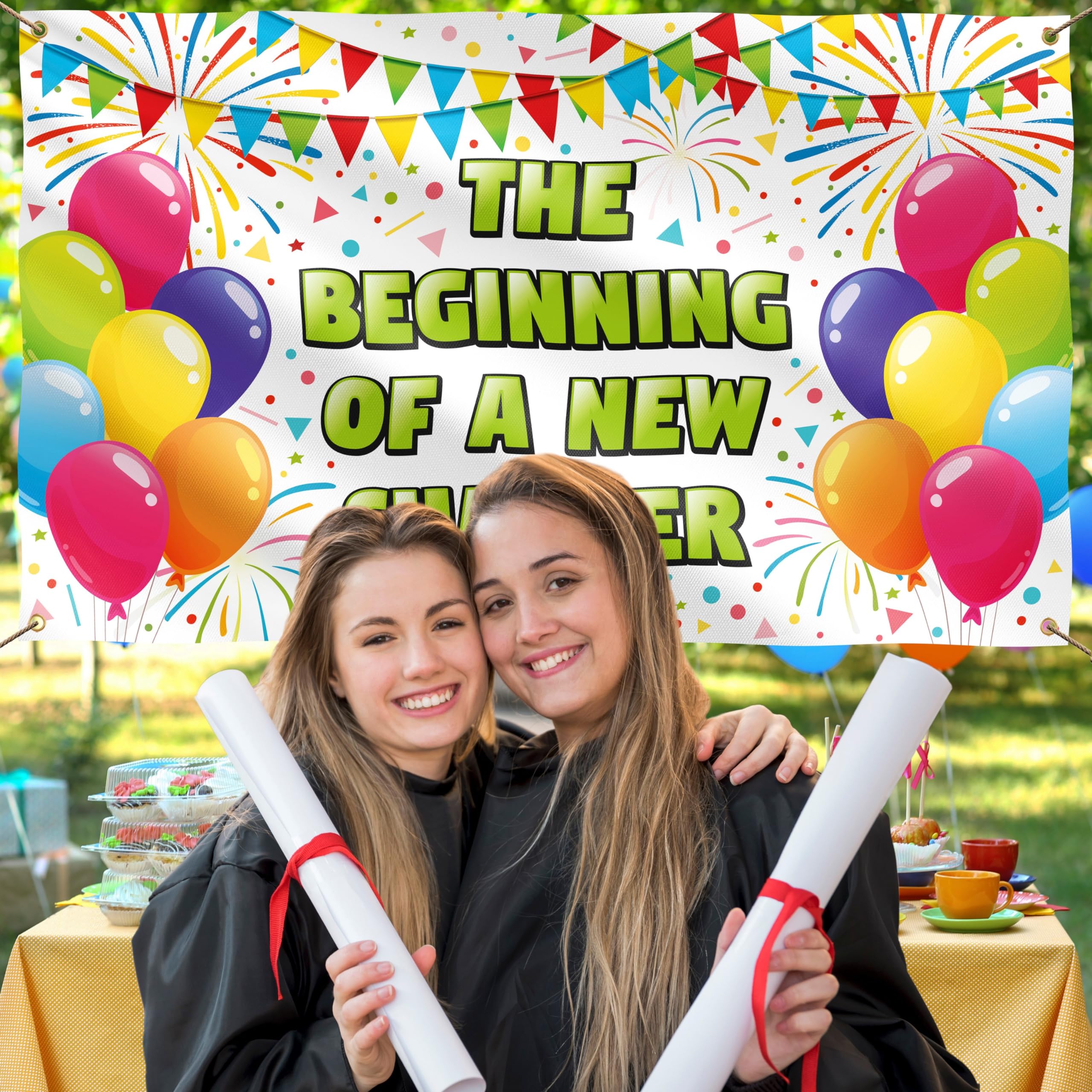 The Beginning of a New Chapter Banner - We Will Miss You Banner – Congratulations Banner – Happy Retirement Banner - Farewell Banner - Graduation Banner - 5ft x 3ft (White & Green)