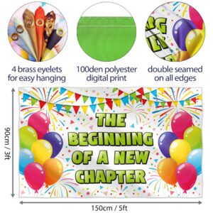 The Beginning of a New Chapter Banner - We Will Miss You Banner – Congratulations Banner – Happy Retirement Banner - Farewell Banner - Graduation Banner - 5ft x 3ft (White & Green)