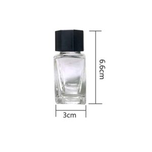 Teensery 2 Pcs 20ml Clear Glass Jars Empty Refillable Ink Vials Containers with Black ABS Plastic Caps for Ink Liquid