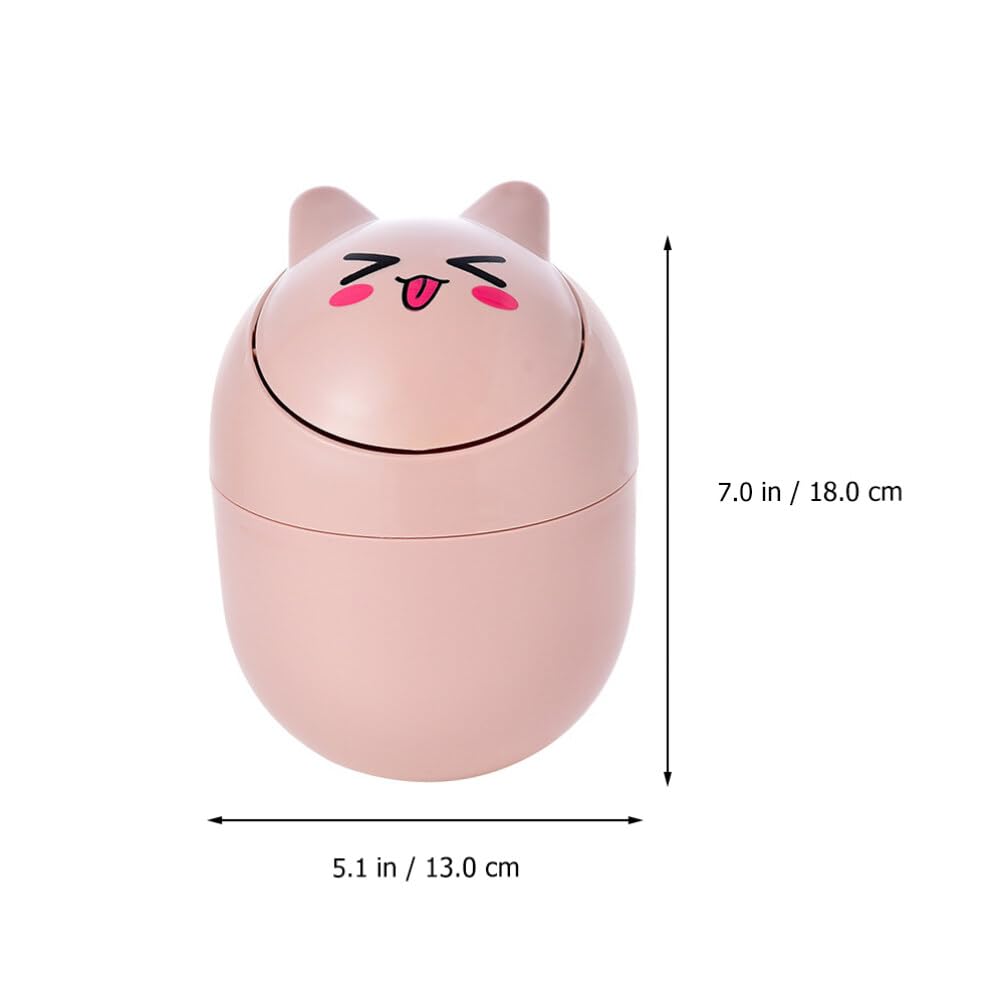 Luxshiny Desktop Trash Can with Lid Mini Waste Basket Cute Cat Dustbin Portable Garbage Bin Trash Household Cleaning Tools for Home Office Living Room Bathroom Kitchen