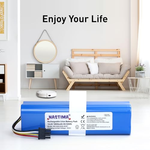 NASTIMA 14.4V 5800mAh Li-ion Battery Compatible with Eufy Robovac L70 Hybrid, T2190, T2190G21, Part Number INR18650 M26-4S2P, Vacuum Cleaners Battery with BMS