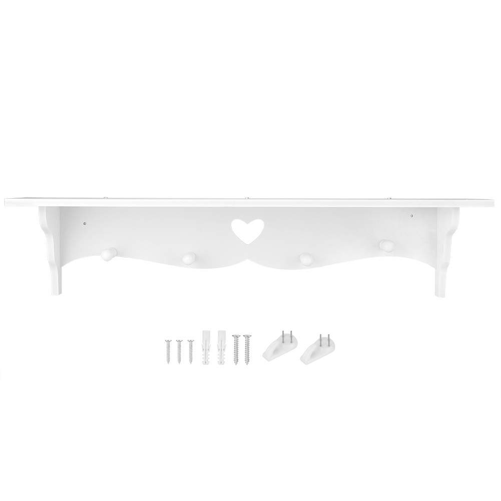 STARNOONTEK Hollowed Love Shape Wall Shelf,23inch White PVC Wood-Plastic Board Wall Mounted Floating Shelf Hanging Storage Rack for Kitchen Living Room Organizer