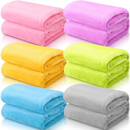 SmoothNovelty 6 Pcs Fleece Blankets for Girls Sleepover Party Soft Fuzzy Throw Blanket Warm Flannel Blanket for Teenager Spa Party Movie Graduation (Multicolor,40 x 60 Inch)