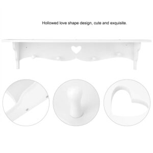 STARNOONTEK Hollowed Love Shape Wall Shelf,23inch White PVC Wood-Plastic Board Wall Mounted Floating Shelf Hanging Storage Rack for Kitchen Living Room Organizer