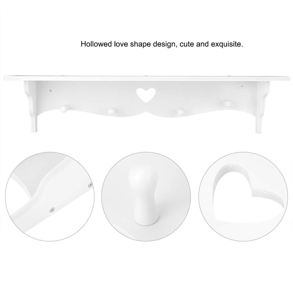 STARNOONTEK Hollowed Love Shape Wall Shelf,23inch White PVC Wood-Plastic Board Wall Mounted Floating Shelf Hanging Storage Rack for Kitchen Living Room Organizer