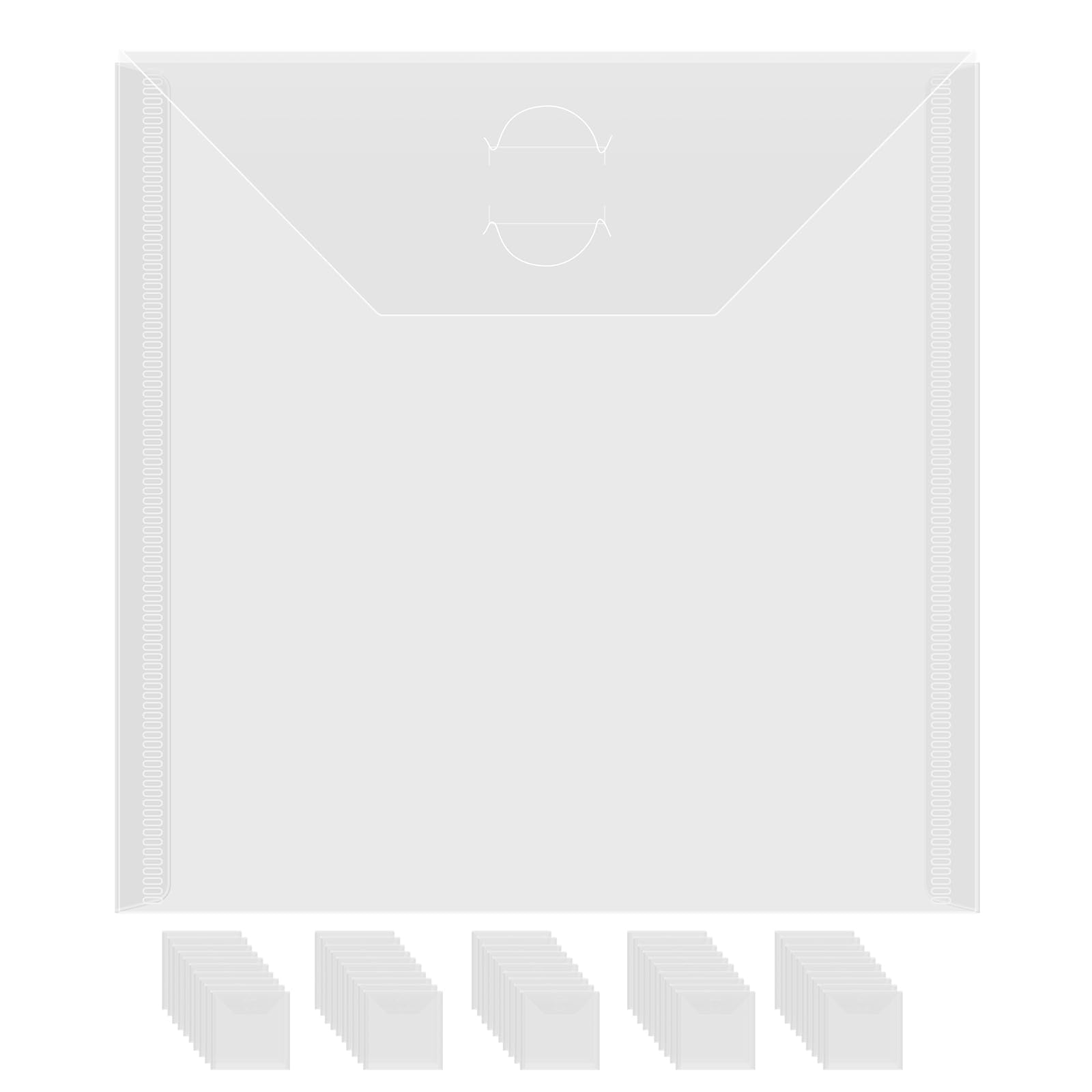 Briartw 50 PACK Storage Envelopes,Clear 7x9.4" Resealable Plastic Envelopes Pockets for Cutting Dies Stencil Crafts Organizer Holder,Storage Bag for Clear Stamp,Die Cuts,scrapbook Paper,Photos