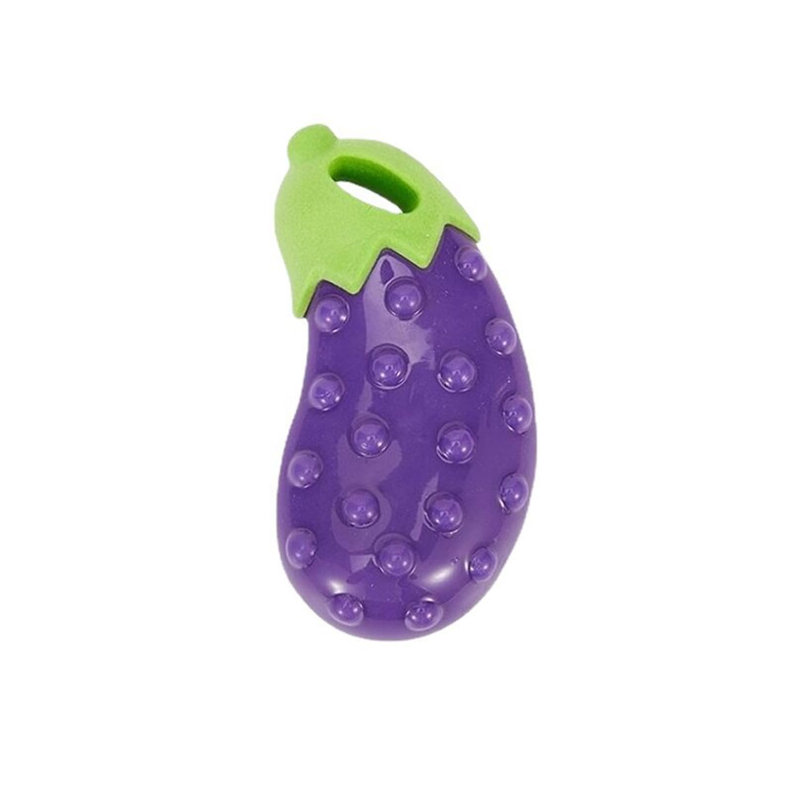 Grebest Prevent Dental Calculus Dog Toy Eggplant-Shaped Teething Cute Corn Carrot Eggplant Bite-Resistant Chew Soft Vegetable for Exercise Training Eggplant