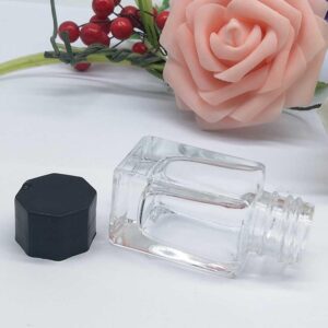 Teensery 2 Pcs 20ml Clear Glass Jars Empty Refillable Ink Vials Containers with Black ABS Plastic Caps for Ink Liquid