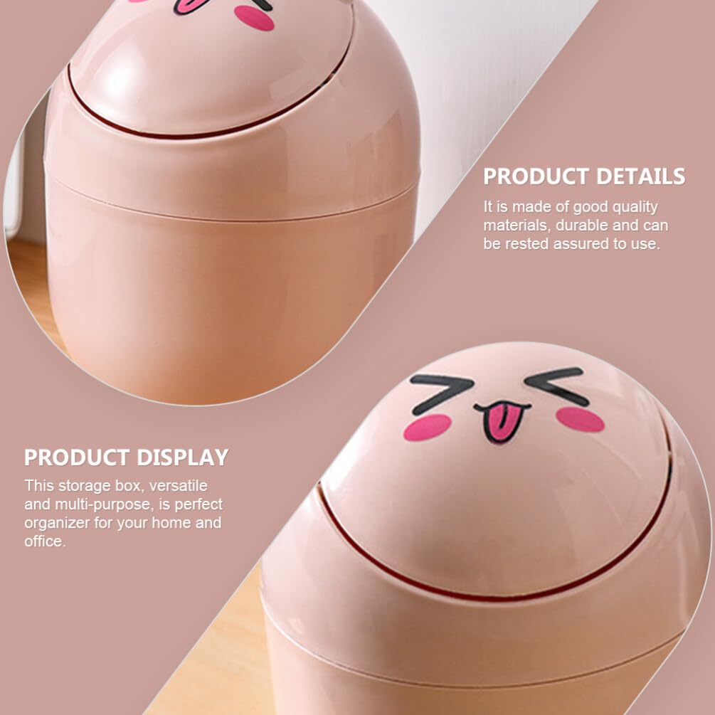 Luxshiny Desktop Trash Can with Lid Mini Waste Basket Cute Cat Dustbin Portable Garbage Bin Trash Household Cleaning Tools for Home Office Living Room Bathroom Kitchen