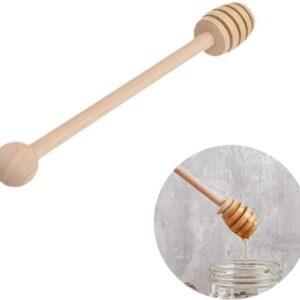 2 Piece Wooden Honey Dipper Mixing Stirrer Honey Drizzler Stick Smooth Honey Drizzle Mixing Wooden Wand Spoon (6.2 inches)