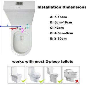 Generic Toilet Bidet Attachment, Toilet Seat Warm Water Bidet Attachment, Adjustable Temperature, Digital Display, 2x Retractable Self Cleaning Nozzles, Cold Warm Water Battery Operated, White