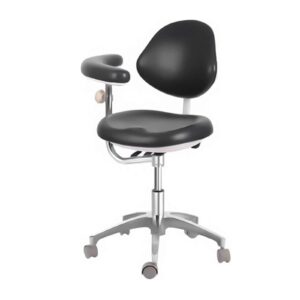 sfklyu dental medical chair, dental assistant chairs with 360 degree rotation armrest pu leather height adjustable doctor chair for clinics, dental, offices, labs,black,57~75cm