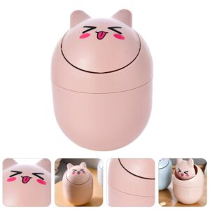 Luxshiny Desktop Trash Can with Lid Mini Waste Basket Cute Cat Dustbin Portable Garbage Bin Trash Household Cleaning Tools for Home Office Living Room Bathroom Kitchen