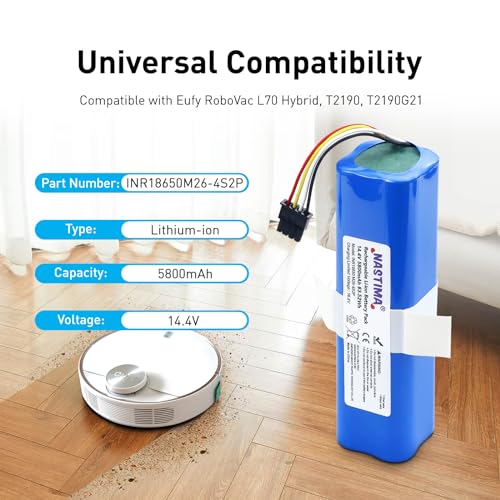 NASTIMA 14.4V 5800mAh Li-ion Battery Compatible with Eufy Robovac L70 Hybrid, T2190, T2190G21, Part Number INR18650 M26-4S2P, Vacuum Cleaners Battery with BMS