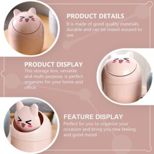 Luxshiny Desktop Trash Can with Lid Mini Waste Basket Cute Cat Dustbin Portable Garbage Bin Trash Household Cleaning Tools for Home Office Living Room Bathroom Kitchen