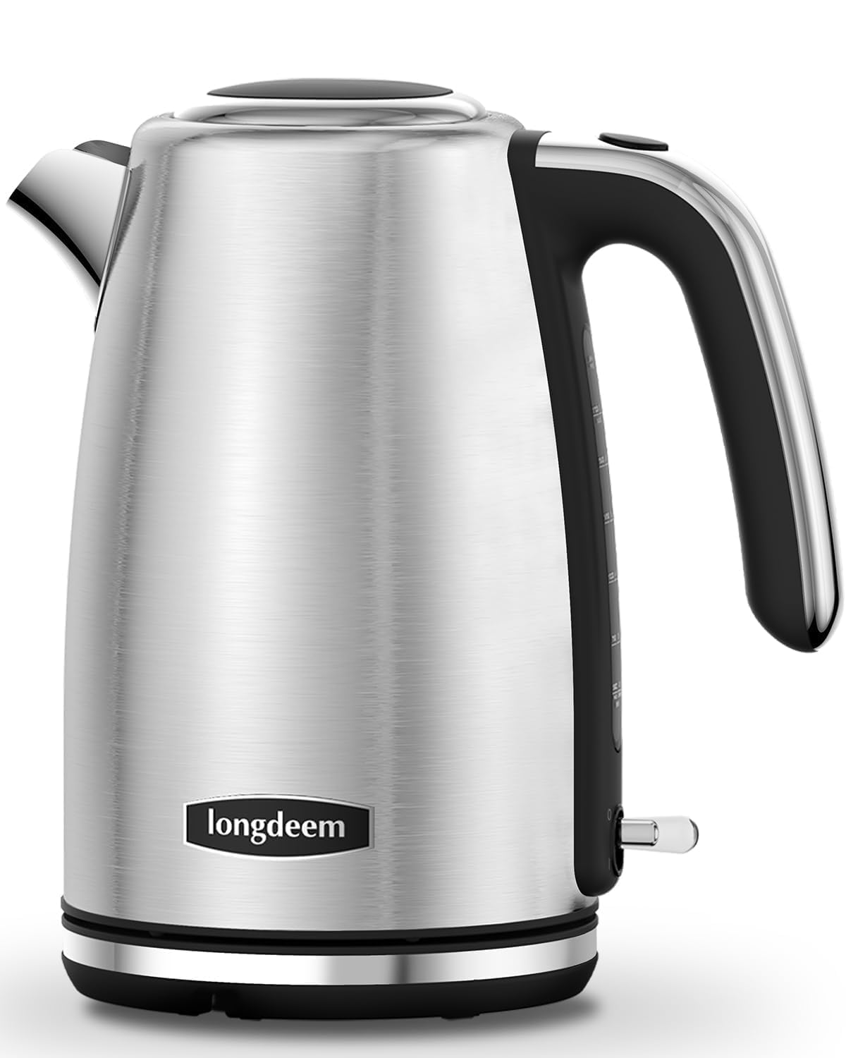 LONGDEEM Electric Kettle Stainless Steel 1.7L - 1500W Quick Boil, Retro Style, Auto Shut-Off, Boil Dry Protection with Filter & Water Gauge - Perfect for Tea, Hot Water