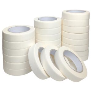 lazybug studio masking tape 1 inch wide, 24 pack white masking tape, 1 inch x 55 yards x 24 rolls, 1320 yards in total