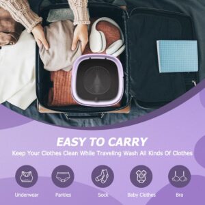 Portable Washing Machine, 11L Large Capacity Washing Machine, Mini Foldable Washer for Deep Cleaning of baby clothes and underwear, Small Washer with 3 Modes for Dormitories, RV, Apartments.(Purple)