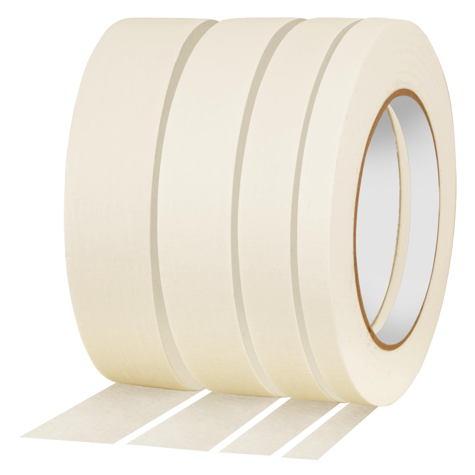 4 Pack Masking Tape, White Painters Tape, 55yds Each Artist Tape for Wall, Painting, Home, Office, School Stationery, Arts, Crafts 0.4" 0.6" 0.8” 1” x 55yds, 220 Yard in Total