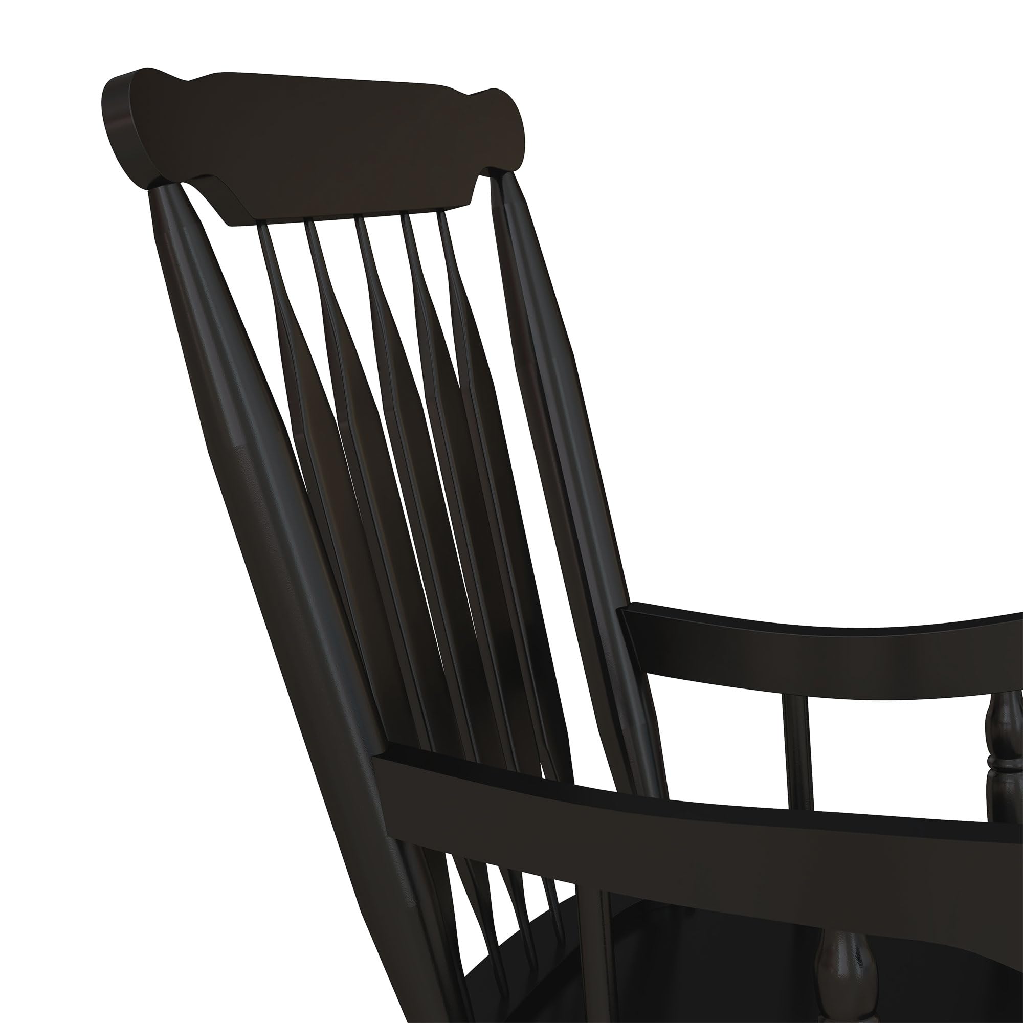 Outsunny Outdoor Wood Rocking Chairs Set of 2, 350 lbs. Porch Rockers with High Back for Garden, Patio, Balcony, Black