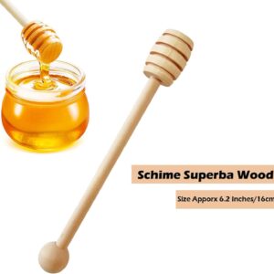 2 Piece Wooden Honey Dipper Mixing Stirrer Honey Drizzler Stick Smooth Honey Drizzle Mixing Wooden Wand Spoon (6.2 inches)