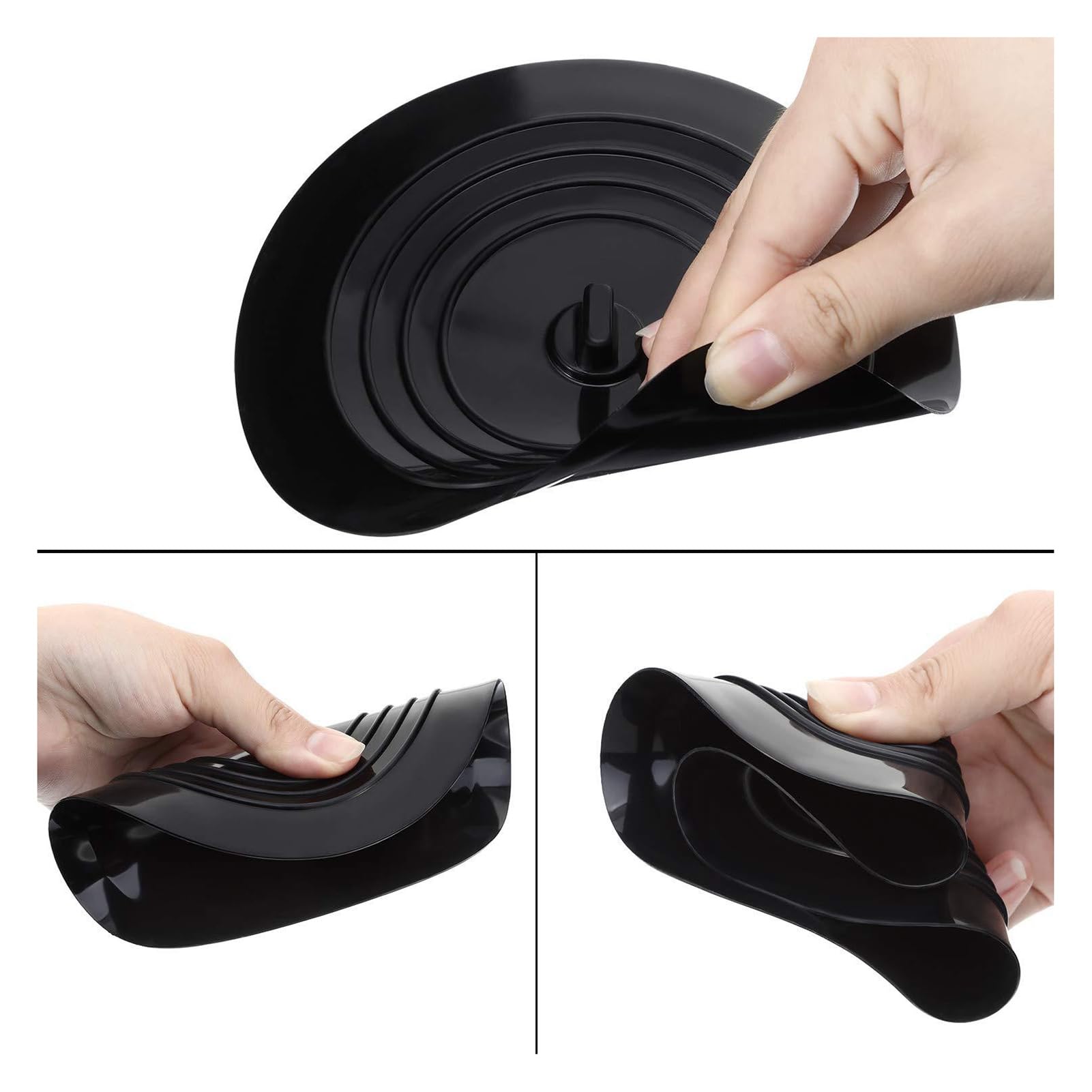 Tainrunse Odor-Blocking Sink Plug Tub Stopper 2 Pack Silicone Sink Stoppers Easy Installation Odor-Blocking Seal for Kitchen Sink Bathtub Drain Black