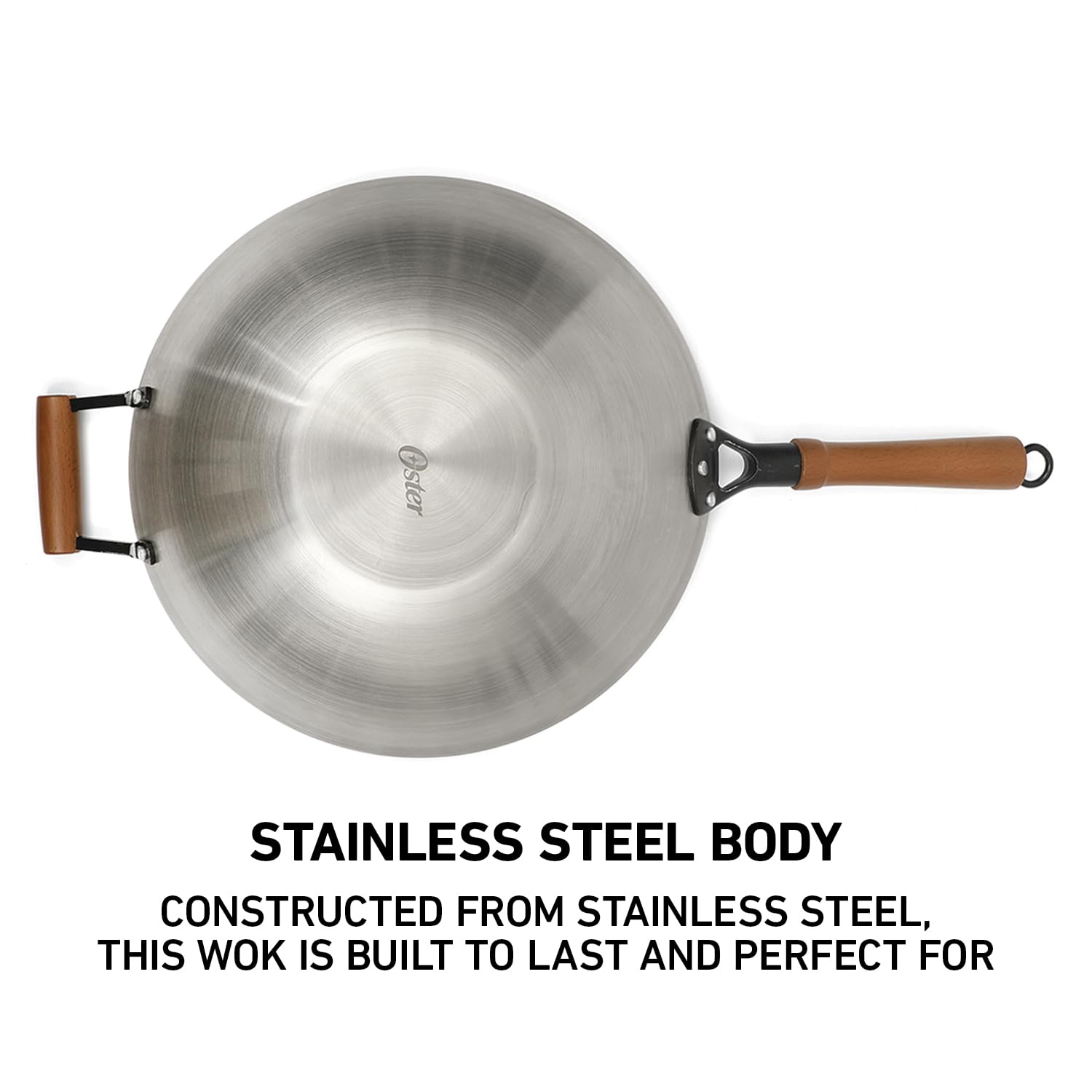 Oster Sangerfield 14 Inch Stainless Steel Wok w/Wood Handles