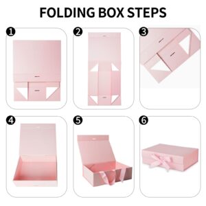 WARMGBOXCO 1 Pcs Pink Gift Box 13x9x4Inch,Gift Boxes with Lids for presents,Collapsible Boxes for Gifts,With Greeting Card,Suitable for Bridesmaid Proposal Box,Birthday Gift Box,Etc.