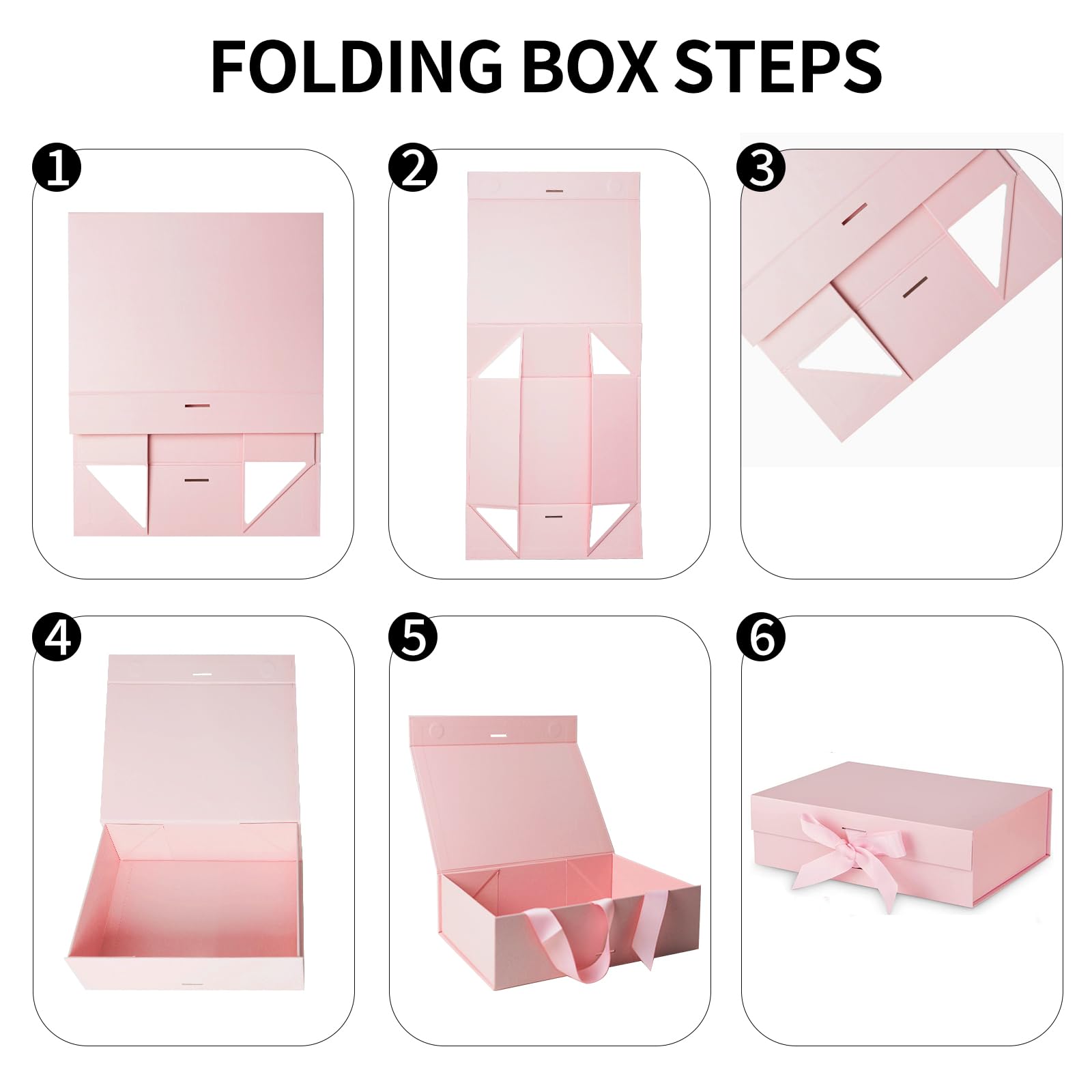 WARMGBOXCO 1 Pcs Pink Gift Box 13x9x4Inch,Gift Boxes with Lids for presents,Collapsible Boxes for Gifts,With Greeting Card,Suitable for Bridesmaid Proposal Box,Birthday Gift Box,Etc.