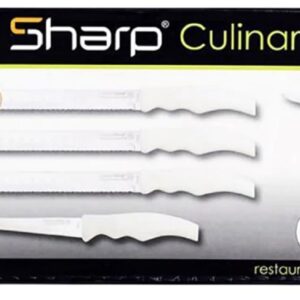 Forever Sharp Culinary Executive Series- Stainless Steel with White Handle Knife Set- Carving, Filleting, Paring, and Steak Knives- Perfect for Kitchen and Homes