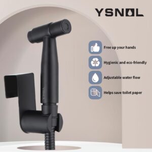 YSNOL Handheld Bidet Sprayer for Toilet, Premium Stainless Steel Bathroom Bidet Sprayer Set with One-Click Start & Powerful Pressure, Baby Cloth Diaper Sprayer with Complete Accessories - Matte Black