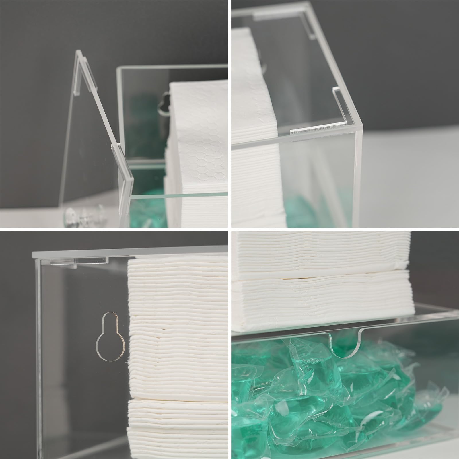 popbricks Acrylic Dryer Sheet Holder Box, Laundry Pod Container Dispenser, Laundry Room Organization and Storage