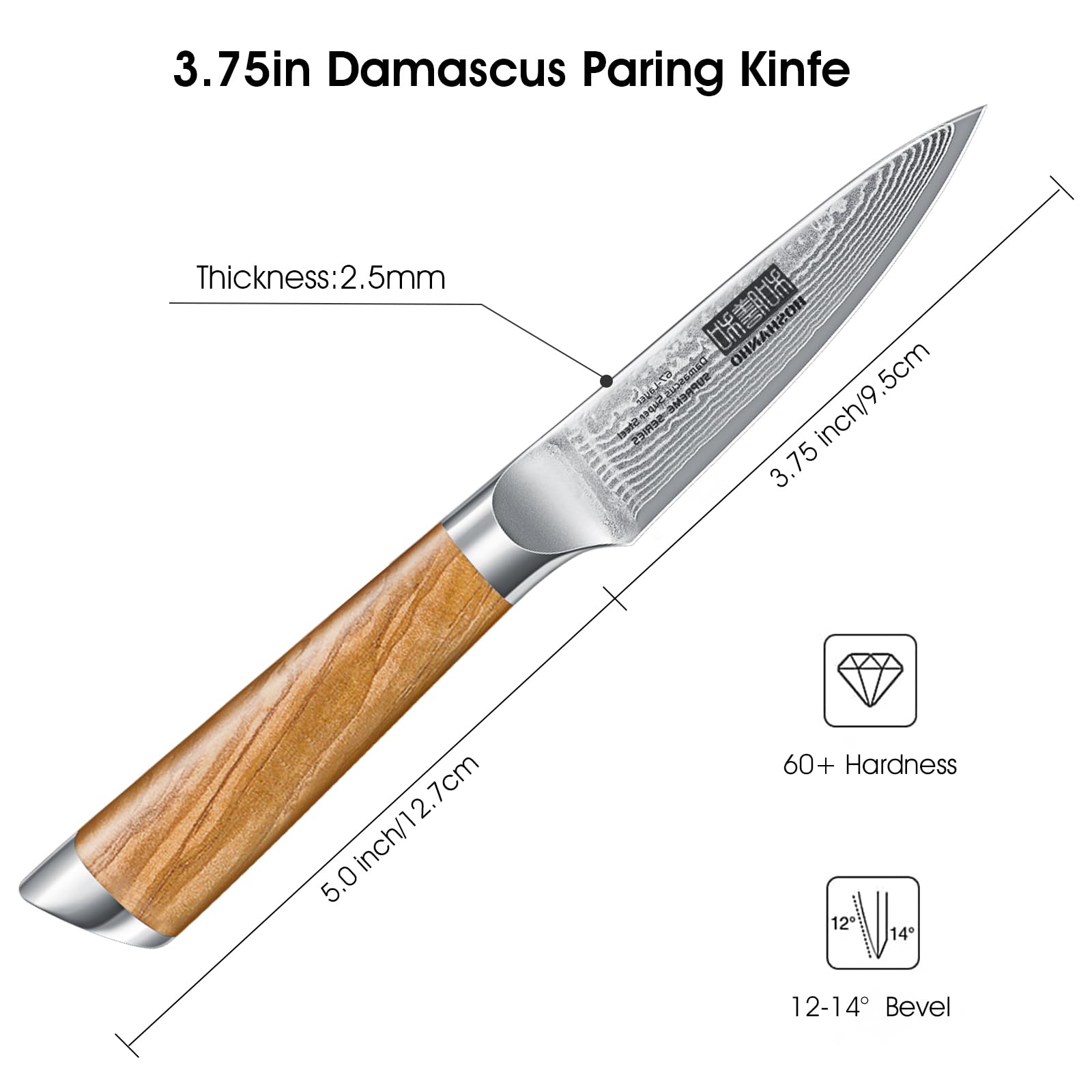 HOSHANHO Damascus Paring Knife 3.75 Inch, Professional 67 Layers Damascus Super Steel Small Fruit Knife, Super Sharp Hand Forged Japanese Paring Knife