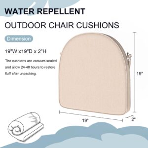 DYTXIII Set of 2 Outdoor Chair Cushions 19"x19"x2",Water Repellent Patio Seat Cushion with Ties and Removable Covers,Dining Chair Cushions for Indoor Kitchen Yard and Patio Furniture,Beige