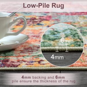 Beeiva Abstract Machine Washable Area Rug, Modern Washable 8 x 10 Area Rugs for Living Room Non Slip, Multicolor Rug Foldable Large Rugs for Living Room Bedroom Dining Room Office