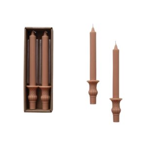 creative co-op tall unscented taper candles, tan, set of 2