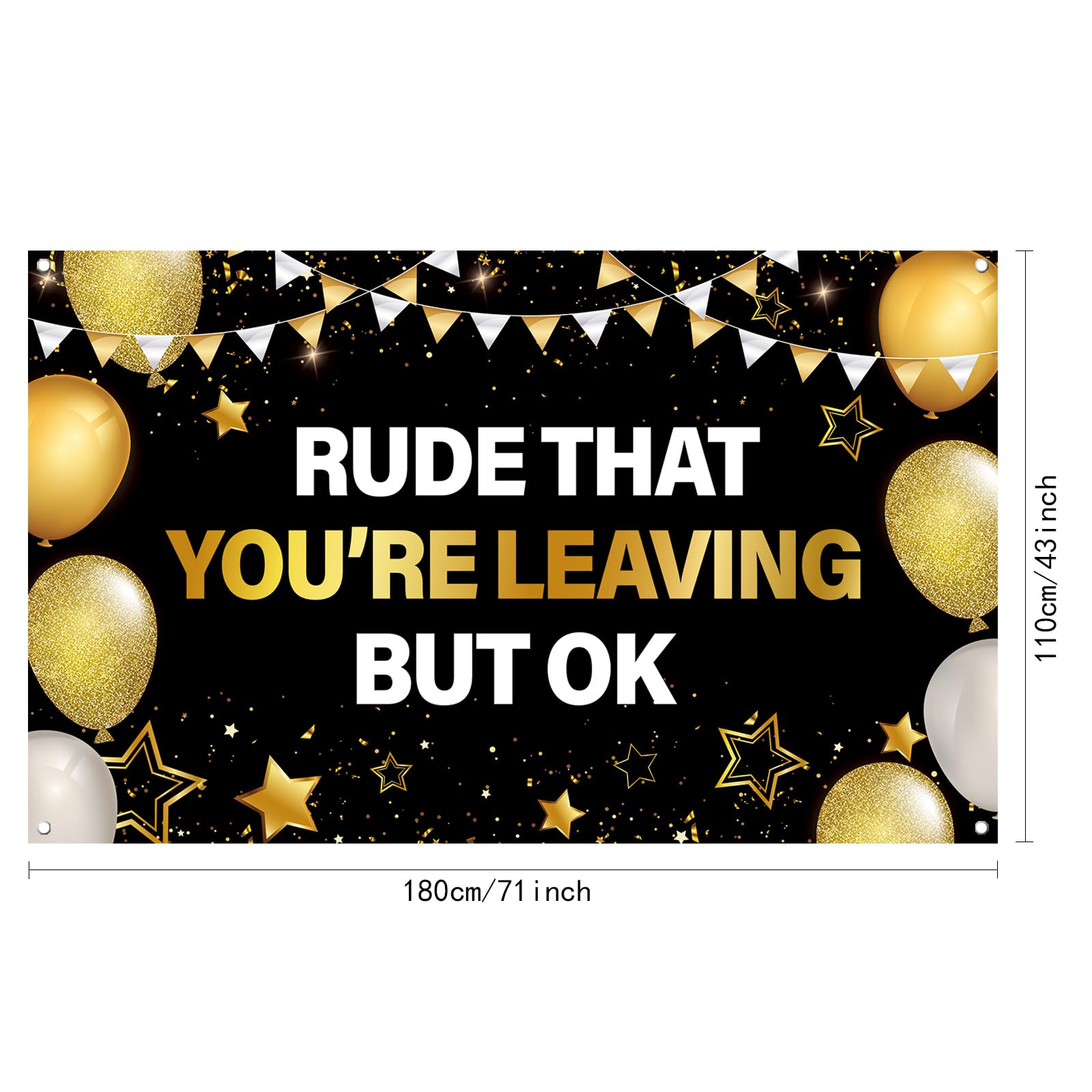 Rude That You're Leaving But OK Banner Farewell Goodbye Going Away Party Decorations Black Gold We Will Miss You Backdrop for Coworker Men Women Happy Retirement Party Supplies Favors