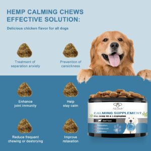 Calming Chews for Dogs Treats, Hemp Calming Dog Anxiety Relief Natural Ingredients, Helps with Dog Anxiety, Stress Relief, Separation, Barking, Thunderstorms