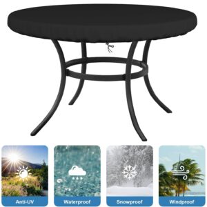 Ziewee Round Outdoor Table Cover Waterproof 60" Dia x 6" H Round Patio Furniture Covers 600D Patio Table Top Cover for Table and Chair Sets Rainproof & Windproof Anti-UV Patio Table Cover 150x15cm