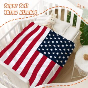 YeeJu American Flag Throw Blanket Kids Small Patriotic 4th of July Memorial Day Fourth of July Blanket Girl Boy Baby Couch Soft Blankets Red White Blue Stars Stripes Veteran Blanket 40x50