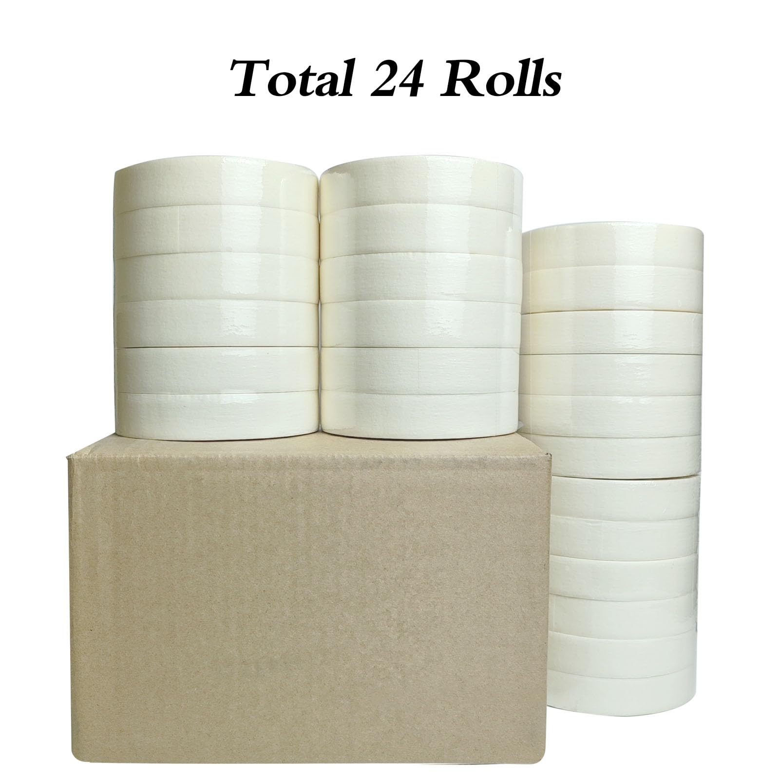 Lazybug studio Masking Tape 1 inch Wide, 24 Pack White Masking Tape, 1 inch x 55 Yards x 24 Rolls, 1320 Yards in Total