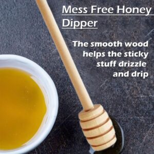 2 Piece Wooden Honey Dipper Mixing Stirrer Honey Drizzler Stick Smooth Honey Drizzle Mixing Wooden Wand Spoon (6.2 inches)