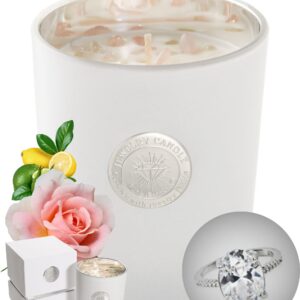 FunkyFrankie® Jewelry Candle with Ring Inside: Size 6 - Patented Luxury Scented Candle | 10oz Candle for Women | Jewelry Candle for Women | White Candle with Jewelry Inside | Jackpot Surprise Taylor