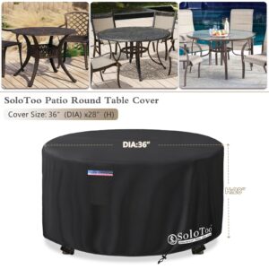 SoloToo Outdoor Round Table Cover Waterproof,36 Inch Round Patio Table Cover Used for Garden,Lawn and Backyard - 36 x 28 Inch (Black)