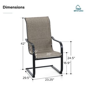 MFSTUDIO Patio Dining Chairs Set of 4, Padded Textilene Patio Chairs C Spring Outdoor Dining Chairs, High Back Sling Outdoor Chairs for Backyard Deck, 300LBS