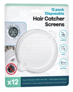 12 pack disposable drain hair catcher screens - hair catcher shower drain screens prevent clogs in bathroom shower stalls, bathtub drains, kitchen sinks. hair drain catcher. hair traps ea 3.62"x3.62"