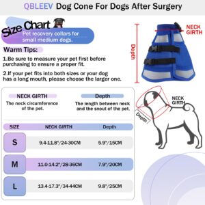 QBLEEV Soft Dog Cone Collar, Dog Cone Alternative Breathable Dog Cone for Dogs After Surgery Adjustable Pet Dog Cones for Meidum Dogs Lightweight Dog Recovery Collars Elizabethan Collar Neck Cone M