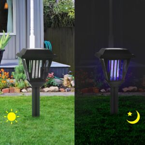 2024 New Solar Bug Zapper Outdoor,Mosquito Zapper Outdoor Mosquito Killer for Bug Gnat Fly Small Flying Insect Mosquito Repellent for Patio Yard Garden Farm,Waterproof Bug Lights for Outside,2 Pack